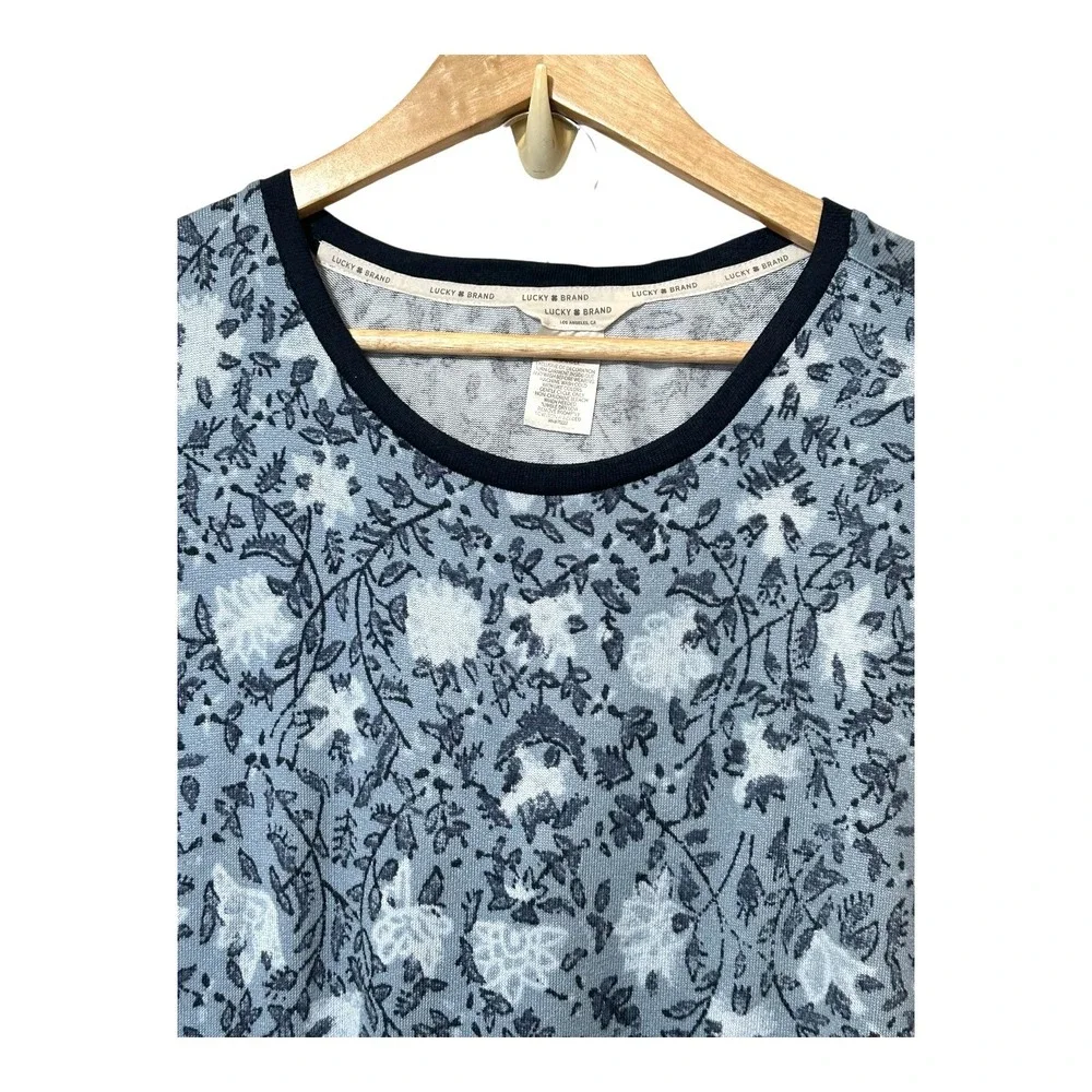 Lucky Brand Women's Floral Pajamas Sleepwear XL Blue Stretch Pockets Soft Cozy